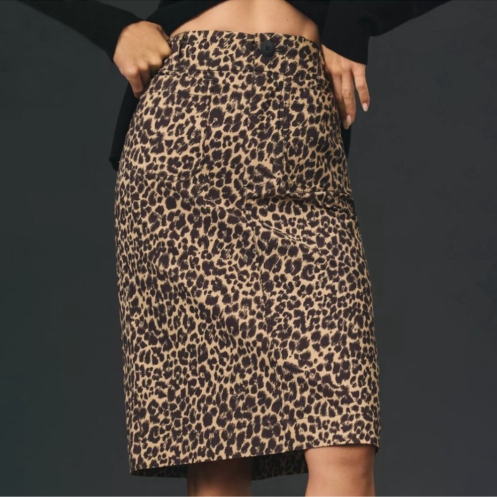 Anthropologie Maeve Leopard Colette Midi Skirt